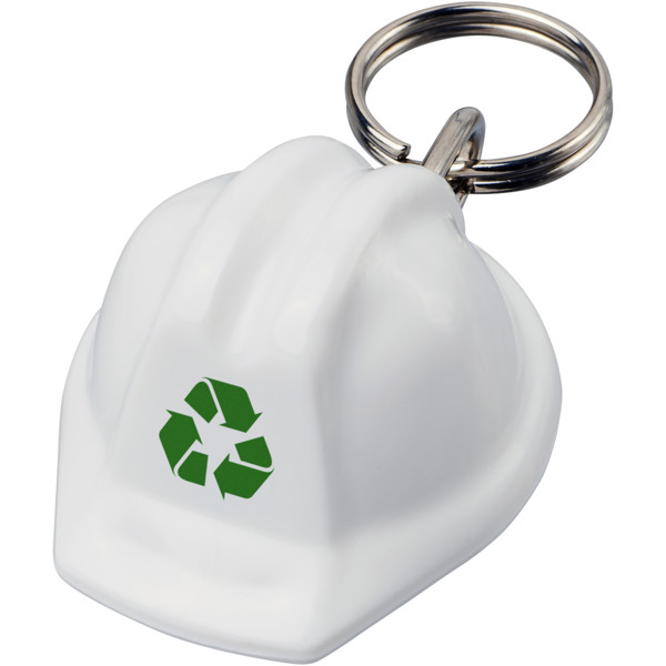 Kolt hard hat-shaped recycled keychain - White