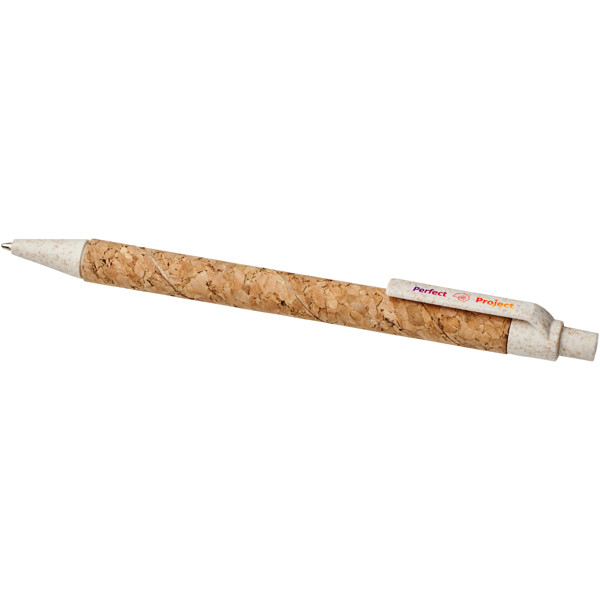 Midar cork and wheat straw ballpoint pen (black ink) - Natural / Cream