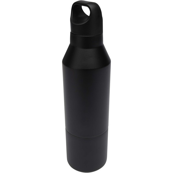 Odessy 600 ml RCS certified recycled stainless steel insulated bottle with 300 ml cup - Black
