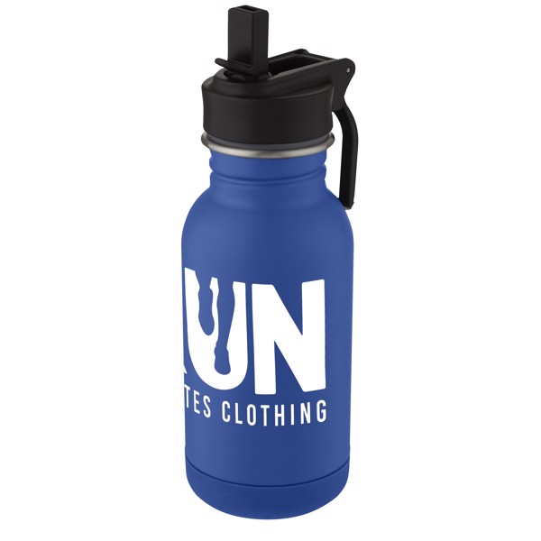 Lina 400 ml stainless steel sport bottle with straw and loop - Navy