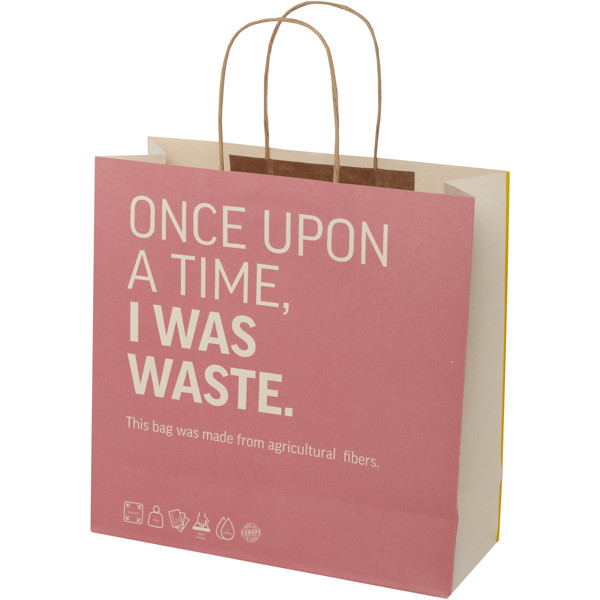 Agricultural waste 150 g/m2 paper bag with twisted handles - 31 x 12 x 31 cm