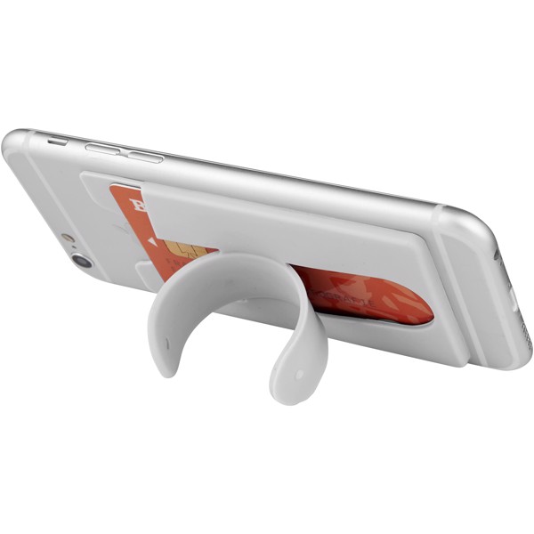 Wired earbuds and silicone phone wallet - White