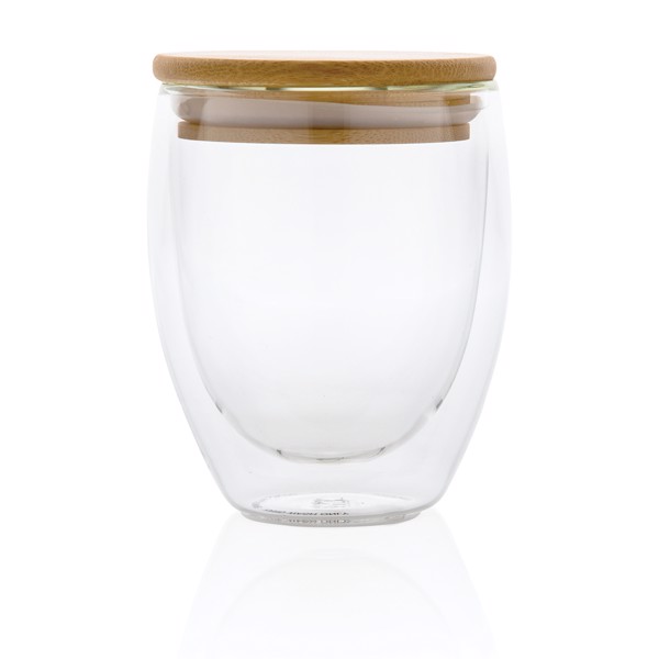 Double wall borosilicate glass with bamboo lid 250ml