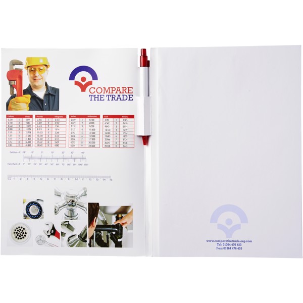 Essential conference pack A4 notepad and pen - White / Red