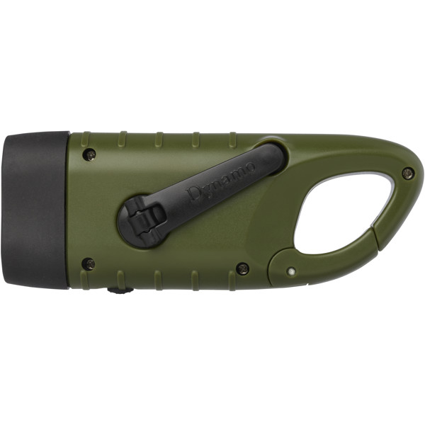 Helios recycled plastic solar dynamo flashlight with carabiner