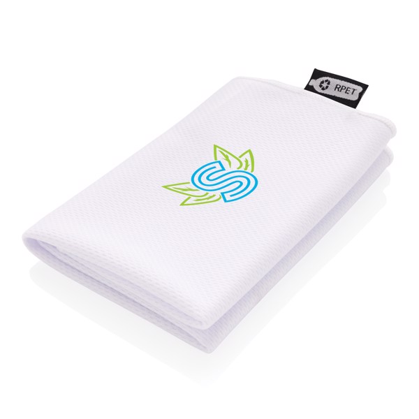 RPET sport towel in pouch - White