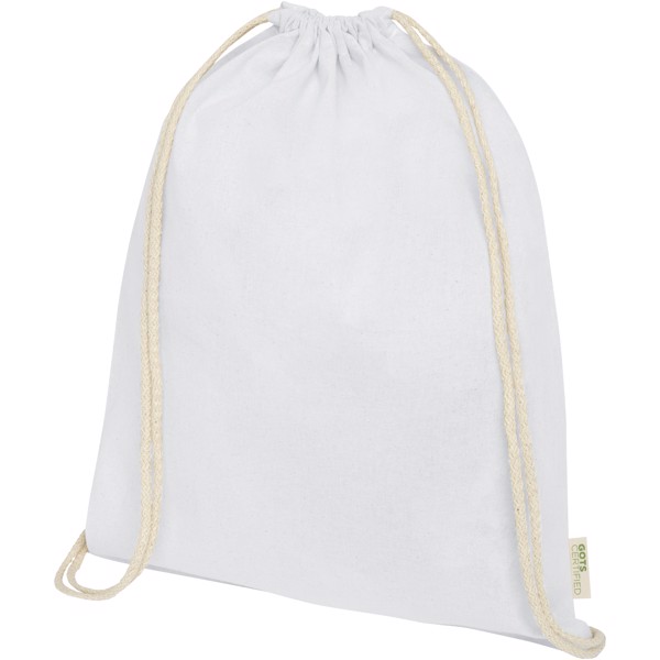 Orissa 140 g/m² organic cotton drawstring bag 5L - White