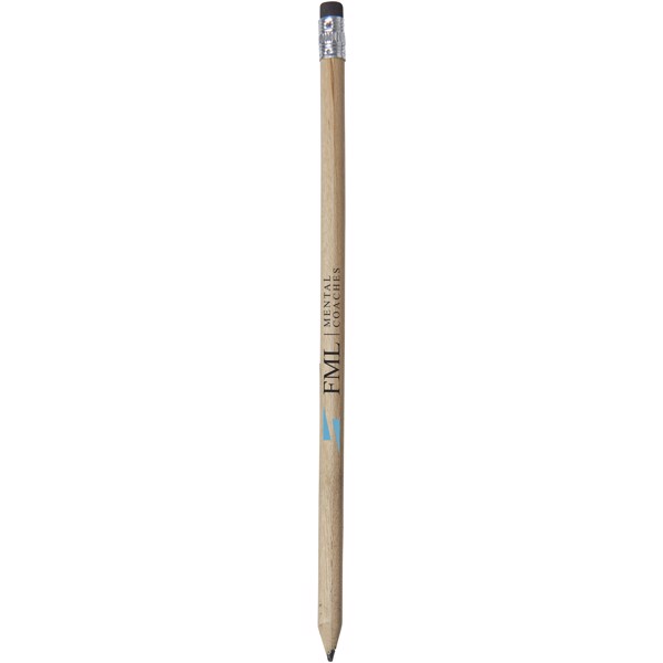 Cay wooden pencil with eraser - Natural / Solid black