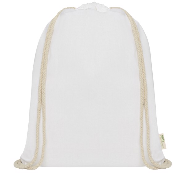 Orissa 140 g/m² organic cotton drawstring bag 5L - White
