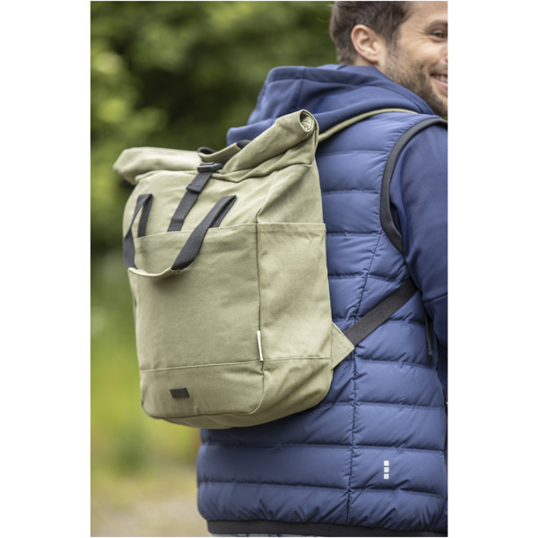 Joey 15” GRS recycled canvas rolltop laptop backpack 15L - Grey