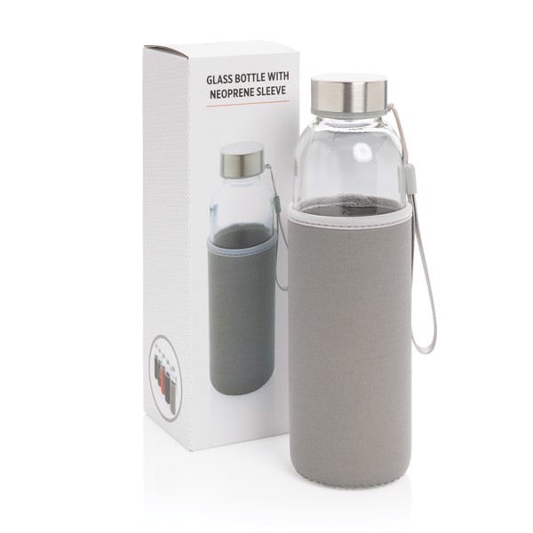 Glass bottle with neoprene sleeve - Grey