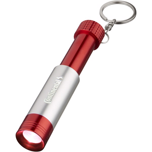 LLavero linterna LED retroiluminado “Bezou” - Rojo / Plateado