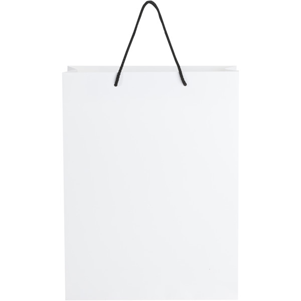 Handmade 170 g/m2 integra paper bag with plastic cord handles - 31 x 12 x 41 cm - White / Black