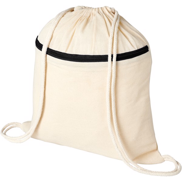 Oregon zippered drawstring backpack - Natural / Solid black