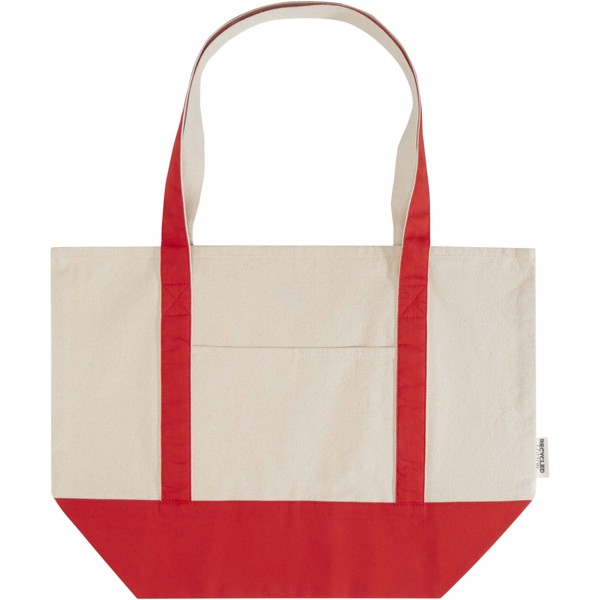 Sam 320 g/m² GRS recycled cotton tote bag - Red / Natural