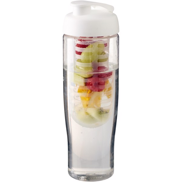 H2O Active® Tempo Bidón deportivo e infusor con Tapa Flip de 700 ml - Transparente / Blanco