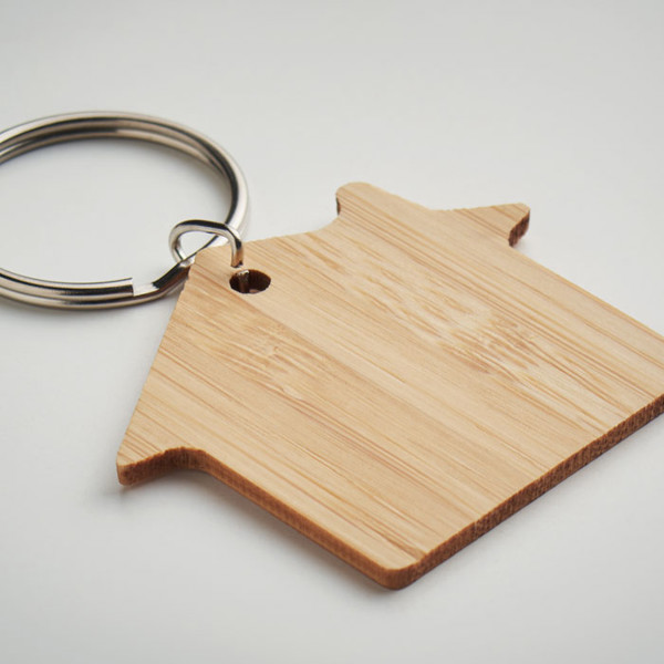 House shaped bamboo key ring Houseboo