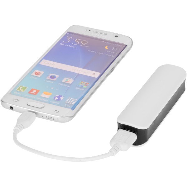 Edge 2000 mAh power bank - White / Solid black