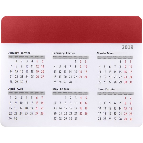 Chart mouse pad with calendar - Red