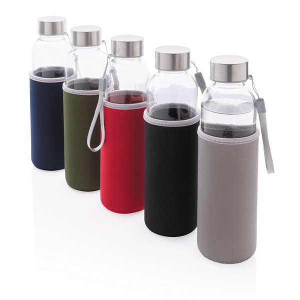 Glass bottle with neoprene sleeve - Grey