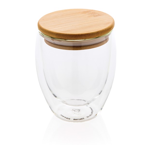 Double wall borosilicate glass with bamboo lid 250ml